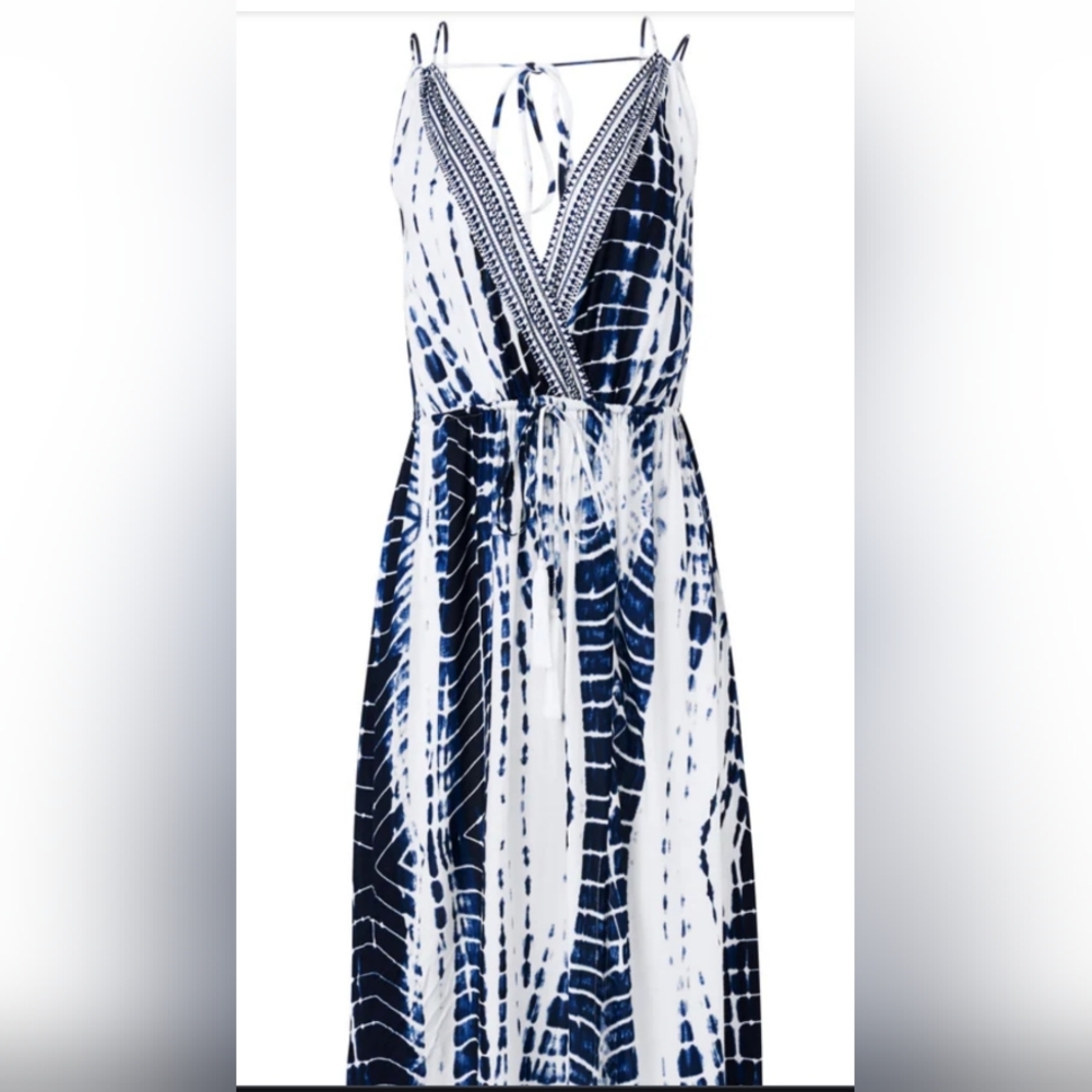 Venus Maxi Cover Up Dress Size 2X V-Neck, Semi Sheer Coverage, Slit at Front